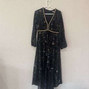 Star Wars the last Jedi Black and Gold Celestial Long Sleeve romper dress